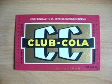 1 Limoetikett Club Cola VEB Limona Weimar , Thüringen um 1975 ,DDR