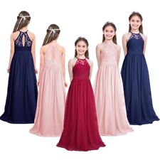 Mädchen Spitze Chiffon Kleid Halter Prinzessin Kleid Hochzeit Brautjungfer Party
