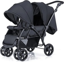 Schwarzer Doppel Kinderwagen
