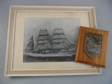 Nachlaß Messing Wappen + Foto Segelschulschiff Gorch Fock Bundesmarine K210625E