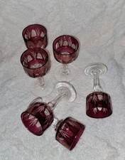 6x Vintage Überfang Kristall Likörrömer / Stängelglas , sehr guter Zustand