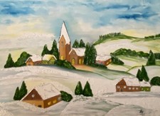 Ölbild "DORF IM WINTER" Bild