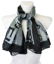 Fendi Schal Damen Einheitsgröße Quadratisch Monogramm Muster Schwarz / Silber