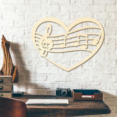 Holzkunst pappel musik herz - holzkunst,