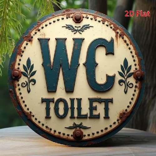 Blechschild rund toilet - blechschild,