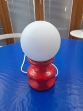 Mid Century Keramik Lampe Orange Spaceage Kugellampe 60er Tischlampe Vintage