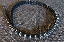 Kunstledergürtel - schwarz zweireihig Killernieten + Ketten - Rockabilly & Punk