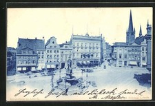 Ansichtskarte Lübeck, Klingenberg-Strasse mit Geschäften und Brunnen 1901 