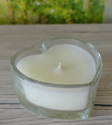 Teelicht herz kerze creme - teelicht,, herz,kerze,
