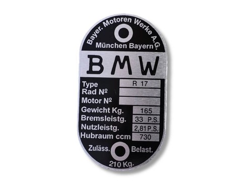 Bmw r17 typenschild - schild, id