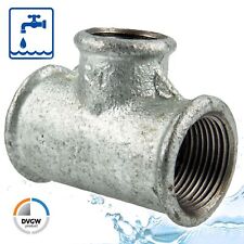 Temperguss-Gewindefitting verzinkt T-Stück reduziert, allseitig IG, Typ 130, DVG