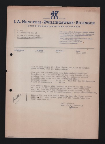 Solingen brief 1939 a - j.,