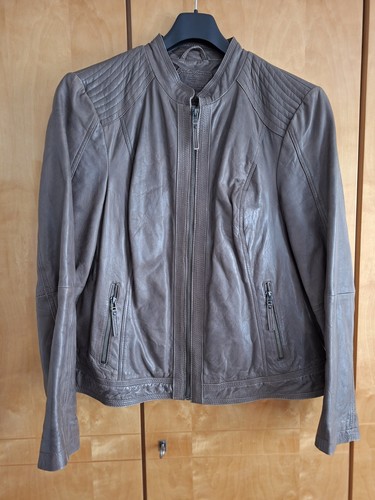 Lederjacke taupe größe - lederjacke, 48