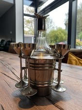 Englisches Likörservice Versilbert mit Kühler und Kelchen Jugendstil Um 1910