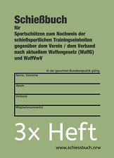 3x Schießbuch für Sportschützen - Din A6 - 32 Seiten - 120 Einträge + Extras BW
