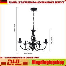5 Flammig Retro Schwarz Metall Kronleuchter Lüster Loft Deckenlampe Chandelier