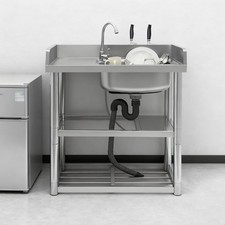 Edelstahl-Einzelspülbecken Handwaschstation Gastronomie Küchenspüle Einzelbecken