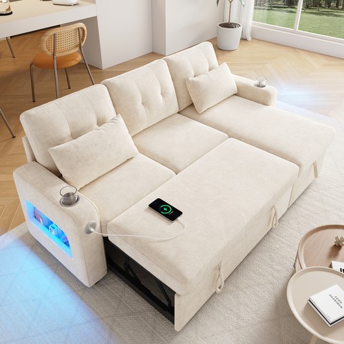 Led ecksofa couch schlafsofa - led,
