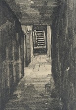 M. STOBBE (1883-1963), Hamburger Gängeviertel, Niedernstraße 11,  1912, Kohle