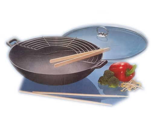 Wok set teilig - 5-teilig, gusseisen