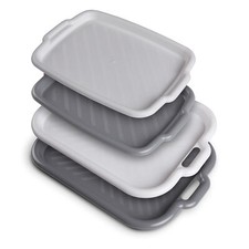 Servierplatte Serviertablett mit Griffen, Rechteckiges Frühstückstablett, Tee