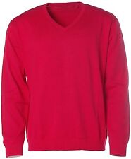 Signum Herren Pullover Strick V-Ausschnitt Lipstick Red 3XL K7057