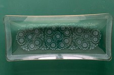 Kuchenschale rechteckig für Kastenkuchen Glas Goldrand Spitzendekor, 11x26 cm