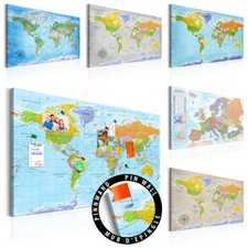 Weltkarte Landkarte 1 tlg LEINWANDBILDER WANDBILD XXL WOHNZIMMER PINNWAND KORK