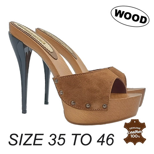 Wildleder band clogs - wildleder, braun