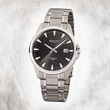 Regent Titan Herren Uhr F-924 Quarzuhr Armband silber URF924