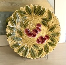 Antik Sarreguemines France Majolika Keramik  Teller Zierschale Schale Kirschen