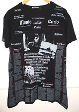 CIPO & BAXX T-Shirt schwarz ca. M (Maße!) Viskose Zeitungs-Druck  Monte Carlo