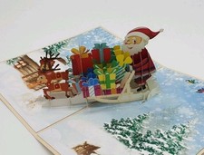🎁 3D Pop-Up Karte Weihnachtskarte Schlitten Weihnachten Santa Claus Xmas Time