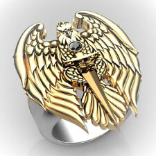 Schöner Adler, Engelflügel mit Schwert Herren Ring  Größe 62