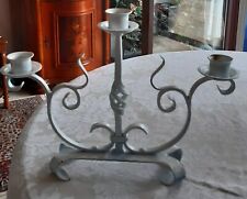 Kerzenständer, Weiß , Handgefertigt, Schmiedeeisen, ROBUST, ! mit 3Armen