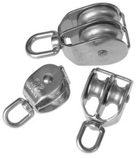 V4A Edelstahl Doppel Umlenkrolle Wirbelauge Drahtseil Stahlseil Umlenkblock 4A