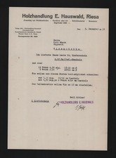 RIESA, Brief 1939, Holzhandlung E. Hauswald Brennholz Rundholz