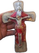 Wandbehang Kreuz Rot Gold Heilige Dreifaltigkeit Vater Sohn Heiliger Geist Kr...