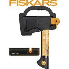 Fiskars Axt Set Camping Solid Freizeitbeil A5 + Xsharp Axt- und Messerschärfer