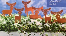 Gartenstecker 6 Rehe Elche NEU aus Metall in rost - braun Elch Dekostecker