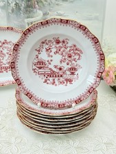 Seltmann Weiden Theresia Rot, Set  9 Suppenteller Vintag