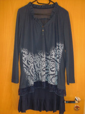 Süßes Kleid, Bluse, Tunika, Lagenlook, Blau, Gr. 40/42, L, Boho, Baumwolle