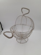 Drahtkorb Eierkorb Kugelform Metall Shabby Chic Griffe Metallfuß Ca 34 Cm hoch 