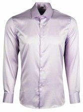 HERREN SATIN SHIRT HOCHZEITSKLEID FORMELL SMART SEIDIG GEFÜHL LANGE ÄRMEL £17,99 (422)