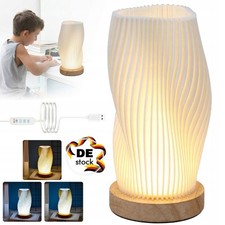 Nachttischlampe mit Holzsockel, Schreibtischlampe Tischlampe für Schlafzimmer