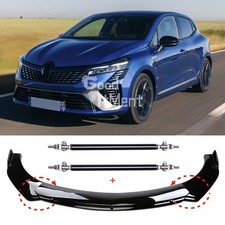 Glänzend Schwarz Frontspoiler Lippe Splitter + Stützstange Für Renault Clio III