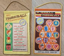 2 DDR-Fußballwimpel - 1990 Fußball-WM und Oberliga-Mannschaften 1988/89