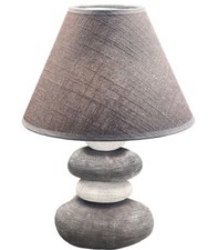 Deko Tisch Lampe Leuchte BELLA Keramik Textil grau 25 x 33,5 cm