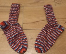 Socken handgestrickt mit Regia 4-fach Color Wolle 38 / 39 Metropole blau rot