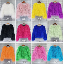 Frauen zotteligen Kunstfell Mantel Winter warme Jacke flauschige Strickjacke Neu